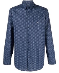 Camicia elegante stampata blu scuro di Etro