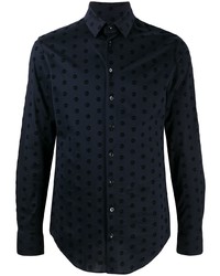 Camicia elegante stampata blu scuro di Giorgio Armani
