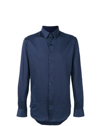 Camicia elegante stampata blu scuro di Giorgio Armani