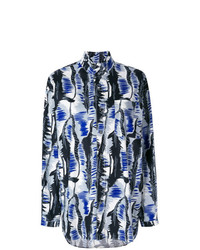 Camicia elegante stampata blu scuro di Marni