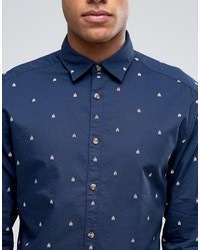Camicia elegante stampata blu scuro di Esprit