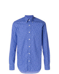 Camicia elegante stampata blu di Canali