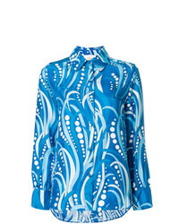 Camicia elegante stampata blu di La Doublej