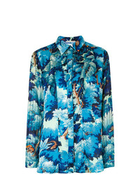 Camicia elegante stampata blu di Marco De Vincenzo