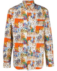 Camicia elegante stampata multicolore di Gitman Vintage