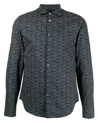 Camicia elegante stampata nera di Emporio Armani