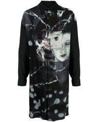 Camicia elegante stampata nera di Yohji Yamamoto