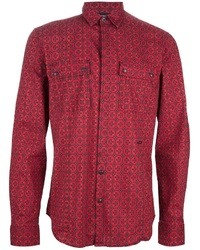 Camicia elegante stampata rossa di Just Cavalli