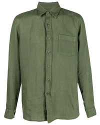 Camicia elegante verde oliva di 120% Lino