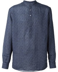 Camicia geometrica blu scuro di Giorgio Armani