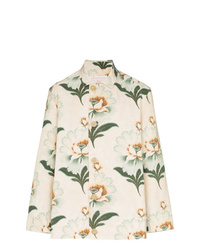 Camicia giacca a fiori beige
