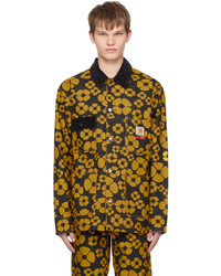 Camicia giacca a fiori marrone chiaro