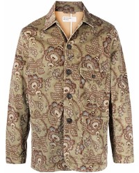 Camicia giacca a fiori verde oliva di Universal Works