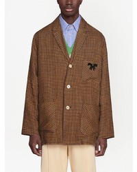 Camicia giacca a quadri marrone di Gucci