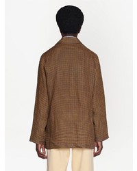 Camicia giacca a quadri marrone di Gucci