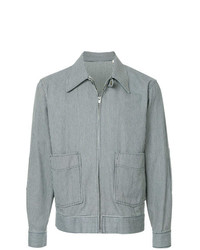 Camicia giacca a righe verticali azzurra di Kent & Curwen