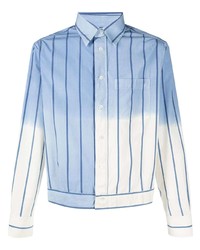 Camicia giacca a righe verticali azzurra di Lanvin