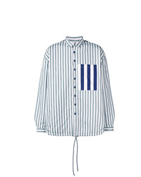 Camicia giacca a righe verticali azzurra di Sunnei