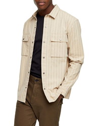 Camicia giacca a righe verticali beige