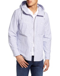 Camicia giacca a righe verticali bianca e blu