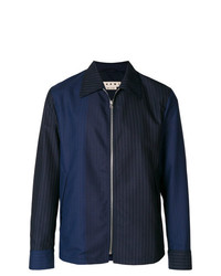 Camicia giacca a righe verticali blu scuro di Marni