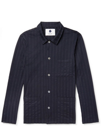 Camicia giacca a righe verticali blu scuro di Nn07