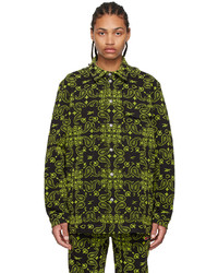 Camicia giacca con stampa cachemire verde oliva