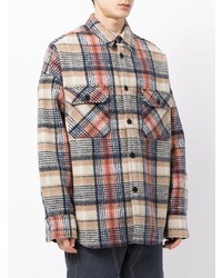 Camicia giacca di flanella scozzese multicolore di FIVE CM