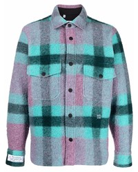 Camicia giacca di flanella scozzese multicolore di MSGM
