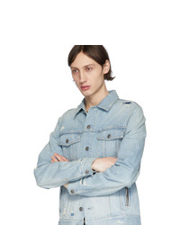 Camicia giacca di jeans azzurra di Balmain
