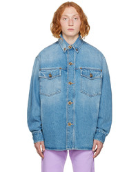 Camicia giacca di jeans azzurra di Versace