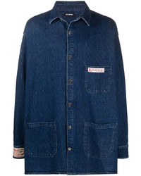 Camicia giacca di jeans blu scuro di Raf Simons