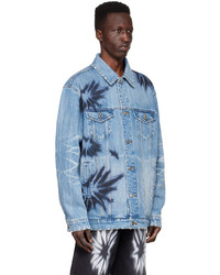 Camicia giacca di jeans stampata azzurra di We11done