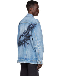 Camicia giacca di jeans stampata azzurra di We11done