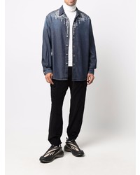 Camicia giacca di jeans stampata blu scuro di Marcelo Burlon County of Milan