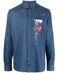 Camicia giacca di jeans stampata blu scuro di Paul Smith