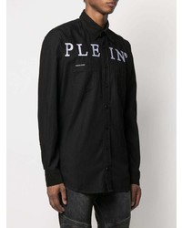 Camicia giacca di jeans stampata nera e bianca di Philipp Plein