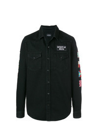 Camicia giacca di jeans stampata nera