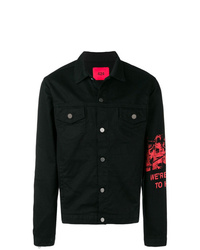 Camicia giacca di jeans stampata nera di 424