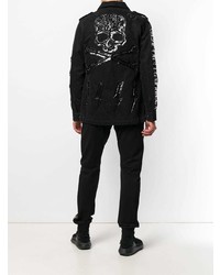 Camicia giacca di jeans stampata nera di Philipp Plein