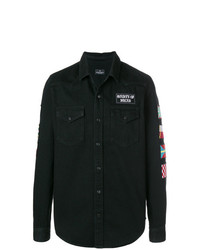 Camicia giacca di jeans stampata nera di Marcelo Burlon County of Milan