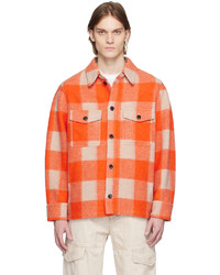 Camicia giacca di lana a quadri arancione