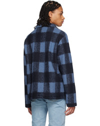Camicia giacca di lana a quadri blu scuro di A.P.C.