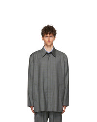 Camicia giacca di lana a quadri grigia