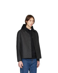 Camicia giacca di lana a quadri grigio scuro di Norse Projects
