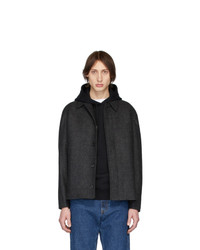 Camicia giacca di lana a quadri grigio scuro di Norse Projects
