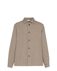 Camicia giacca di lana a quadri marrone chiaro