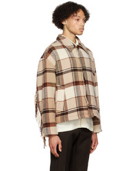 Camicia giacca di lana a quadri marrone chiaro di Cmmn Swdn
