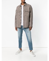 Camicia giacca di lana a quadri marrone chiaro di Golden Goose Deluxe Brand