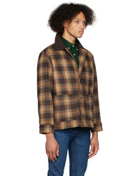 Camicia giacca di lana a quadri marrone scuro di A.P.C.